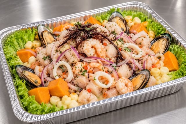 Fuente de Ceviche Mixto Mediano.